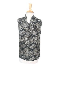 Theory Arilia Snake-Print Lace Silk Top Size Large